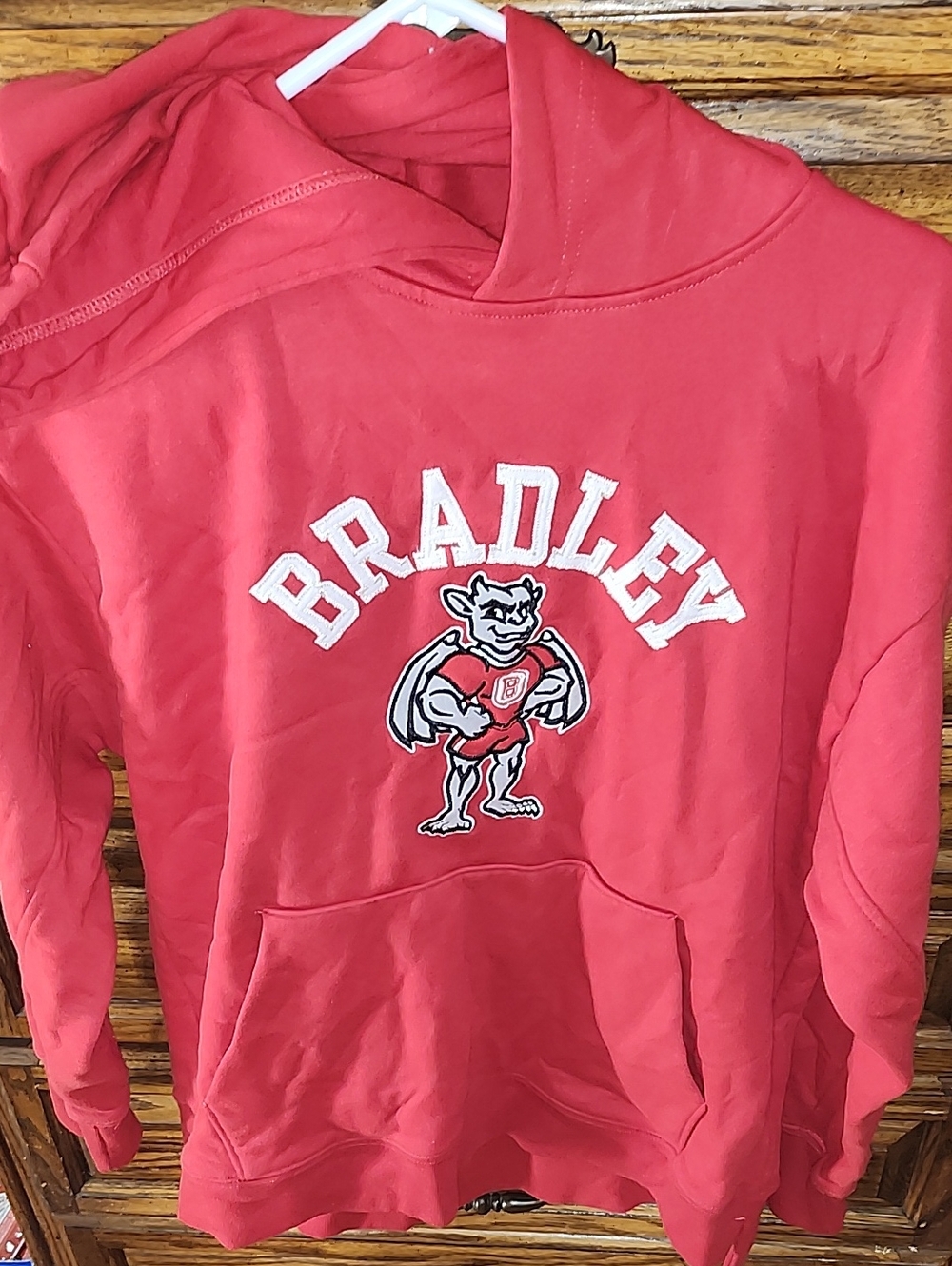 League Red Bradley Crewneck Sweatshirt with Mascot Patch